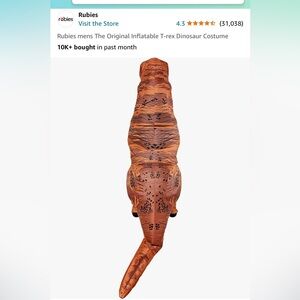 The original Inflatable T-rex Dinosaur Halloween Costume size stand